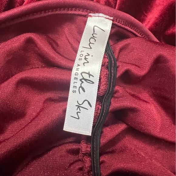 Lucy In The Sky Ruched Maxi Dress in Burgundy Velvet - Picture 10 of 13